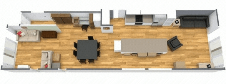 3D apartment floor plan before and after