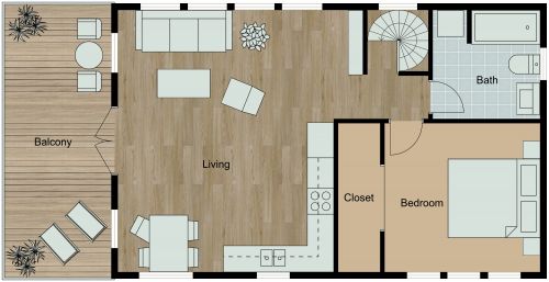 Garage Apartment Plan With Balcony