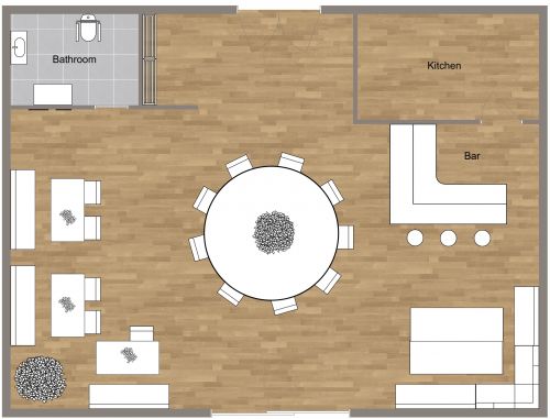 Organic Restaurant Floor Plan Layout With Round Table