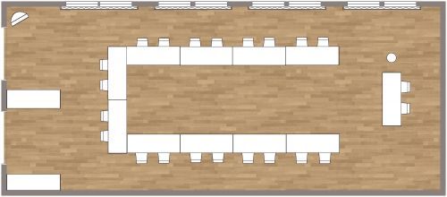 U-Shaped Conference Room Floor Plan With Two Presenters