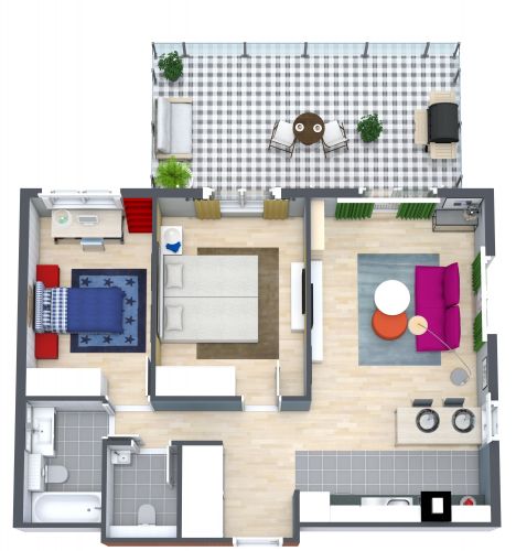 2 Bed 2 Bath Apartment Floor Plan