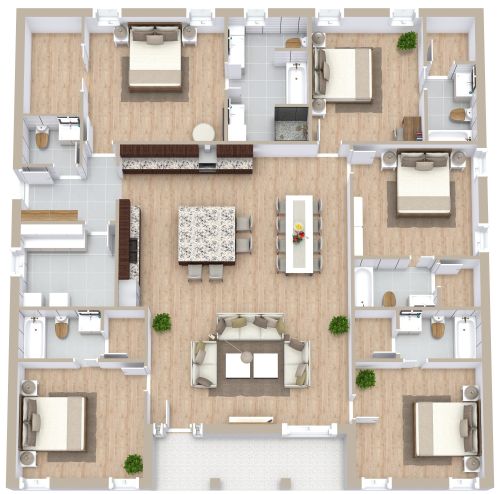 Organic Style House Plan With Kitchen Island