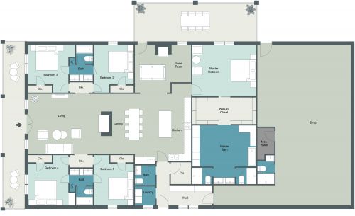 5 Bedroom Barndominium Floor Plan