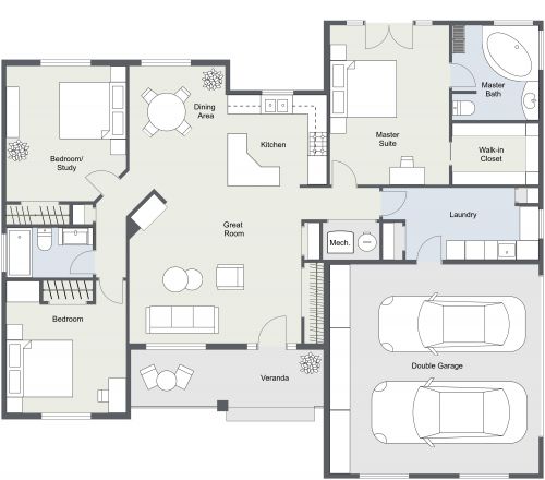 Modern Blue House Plan With Garage