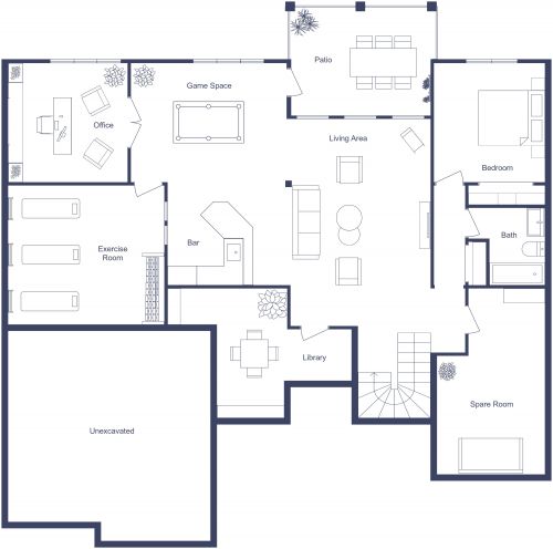 Open Floor Plan Basement Idea