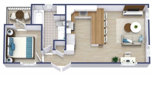 1 Bedroom Tiny House Plan