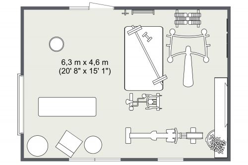 Gym Layout With Yellow Accent Colors