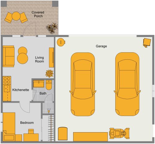 Small Garage Apartment Plan With Private Porch