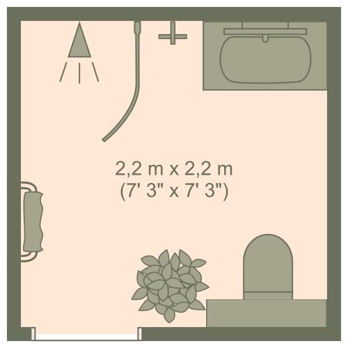 Square Industrial Style Bathroom Floor Plan