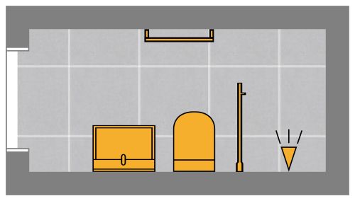 Narrow Modern Rectangular Bathroom Layout