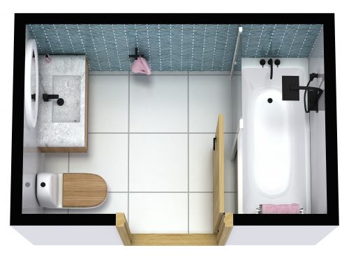 Contemporary Primary Bathroom, Rectangular Layout