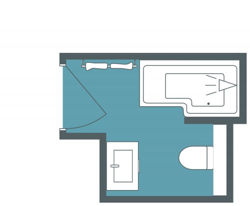 Compact Bathroom With L-shaped Right Hand Shower Bath