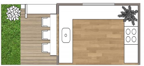 U-Shaped Kitchen With Gas-Strut Window