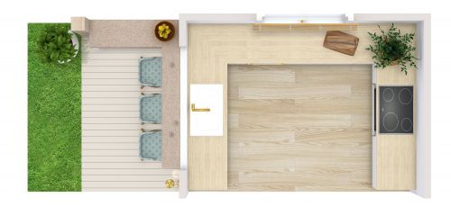 U-Shaped Kitchen With Gas-Strut Window