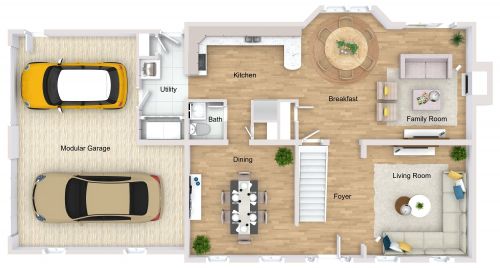 Inviting House Plan Layout With Bay Window