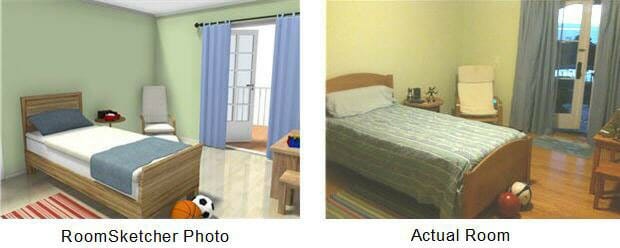 1st Room 3D Visualization and Actual Photo