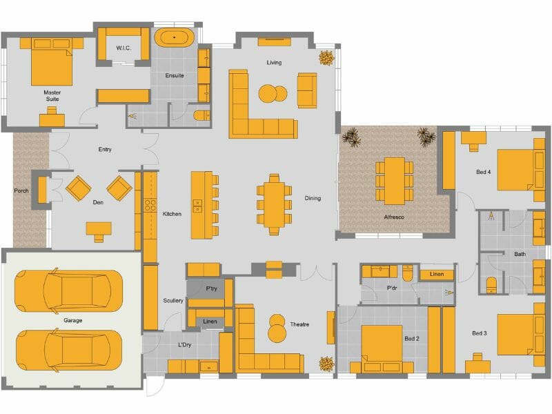 2D open floor plan