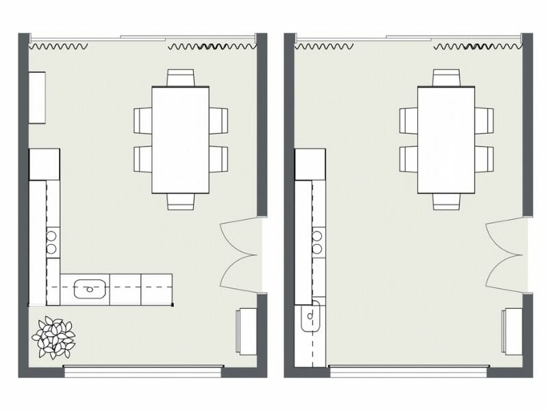 Kitchen layout alternatived 2D Floor Plans