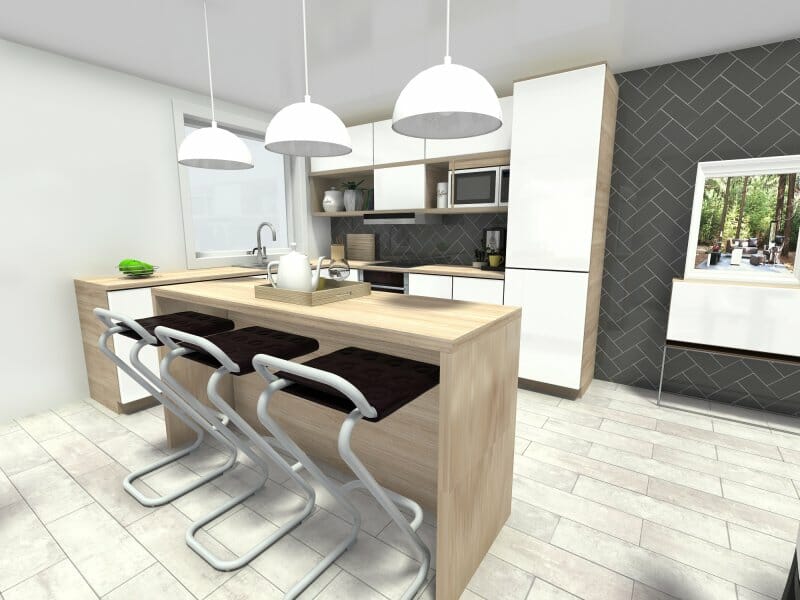 L-shaped kitchen layout with island