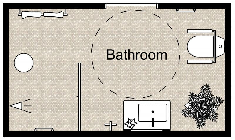 Accessible bathroom layout dimensions 2D floor plan