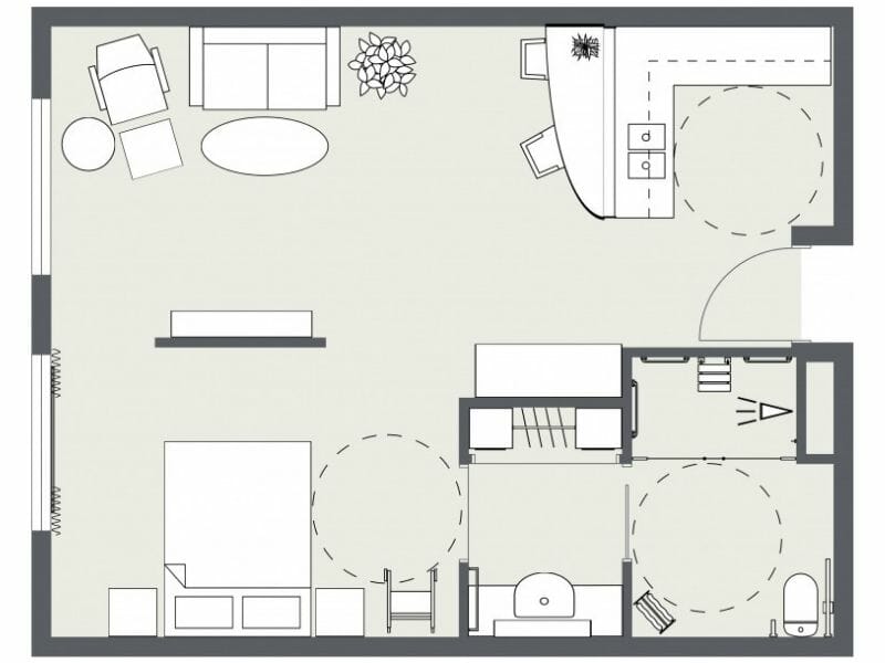 Assisted living apartment 2D floor plan