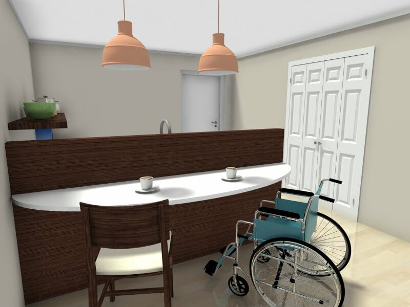 Wheelchair accessible kitchen bar table