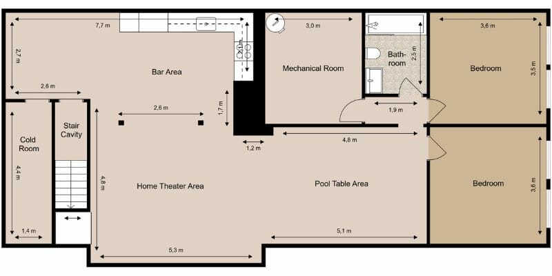 Basement layout with measurements