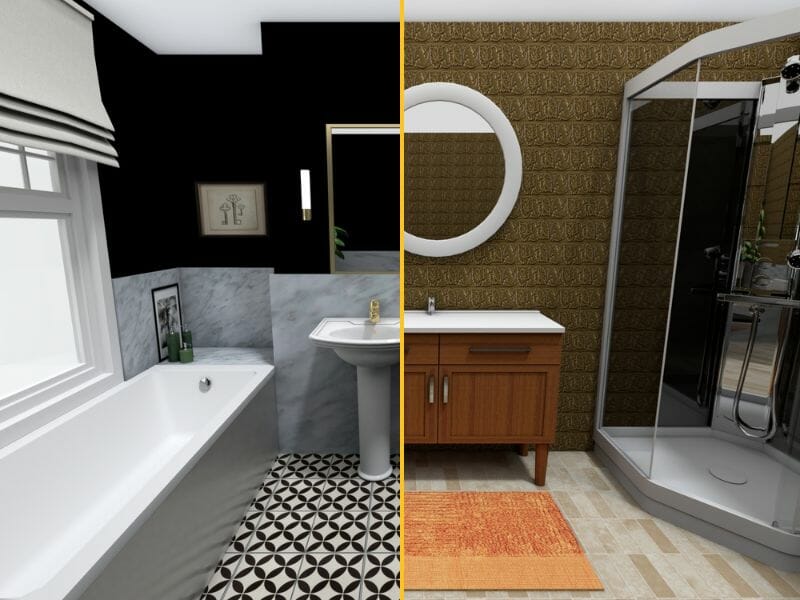 Bathroom before and after virtually staging