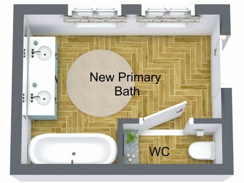 Bathroom With Separate Toilet 3D Floor Plan