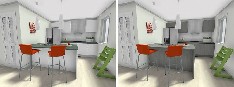 Blue Sketch 3D Photos Kitchen Finish Options