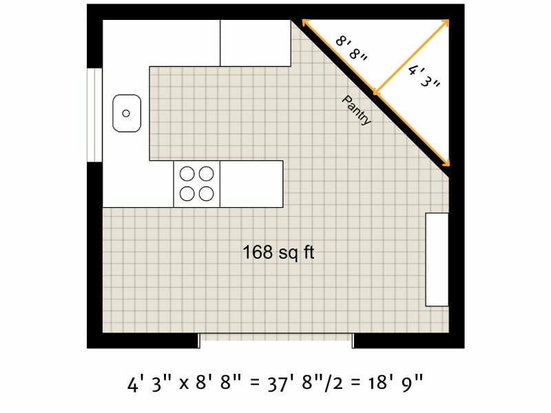 calculate square footage for a triangle area