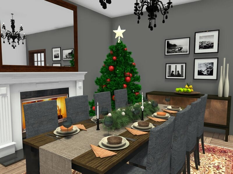 Christmas tree in dining room