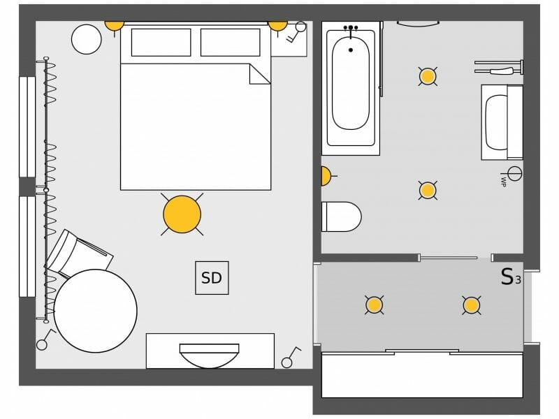 Electrical plan for hotel room