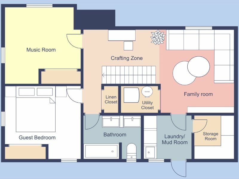 Finished basement zones