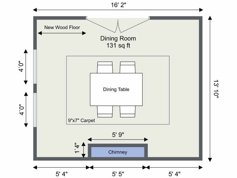 2D floor plan with measurements