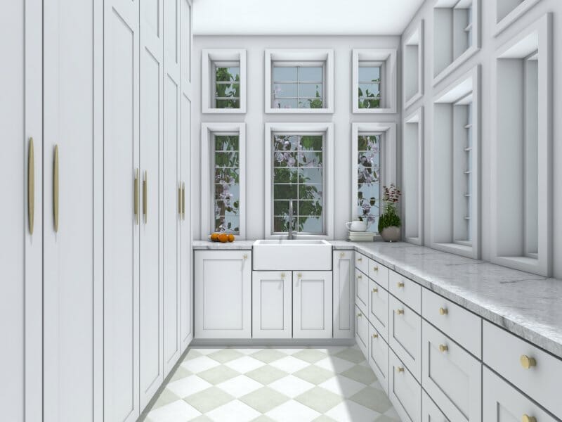 Tall cabinets for extra storage in galley kitchen