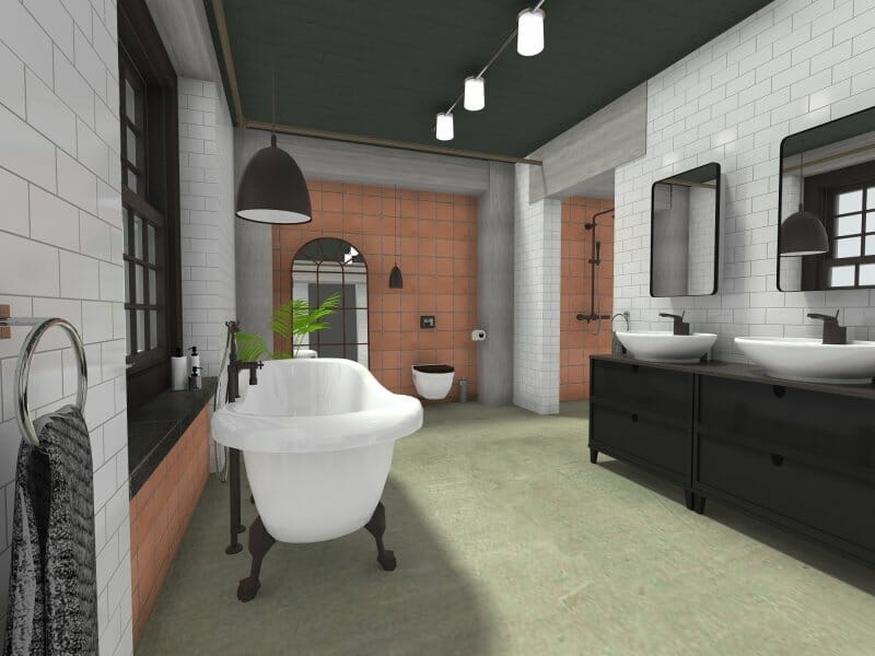 Freestanding bathtub industrial bathroom style 