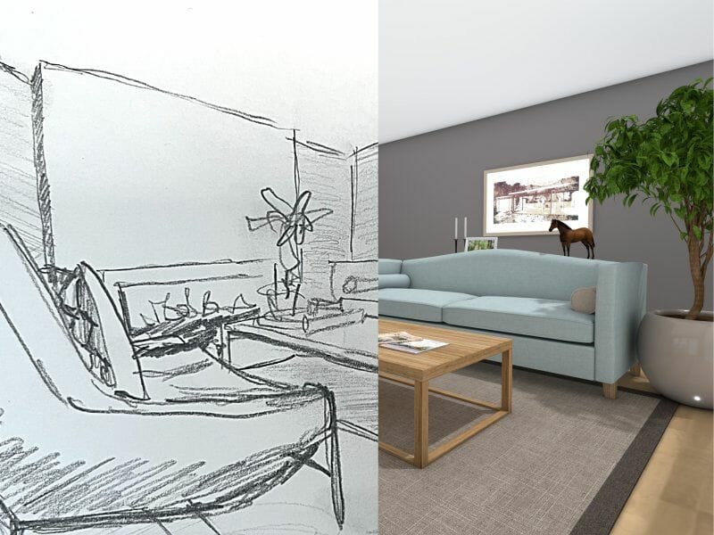 Interior design sketches vs computer software