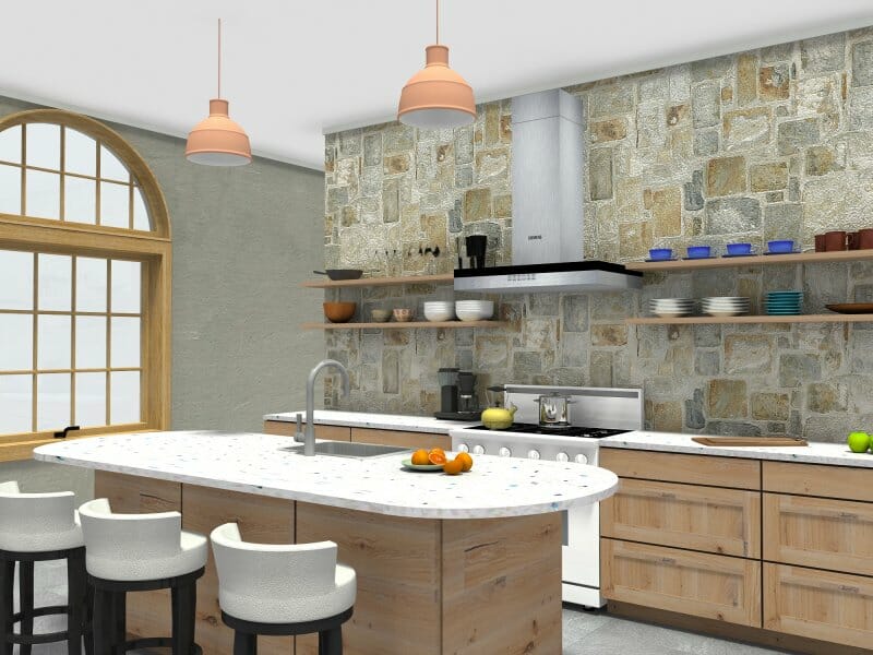 Kitchen design with natural stone details