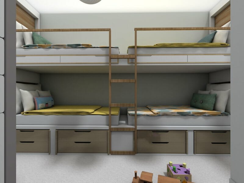 Kids bedroom design with bunkbeds