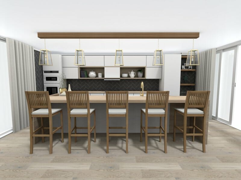 kitchen island design with seating 3d photo rendering