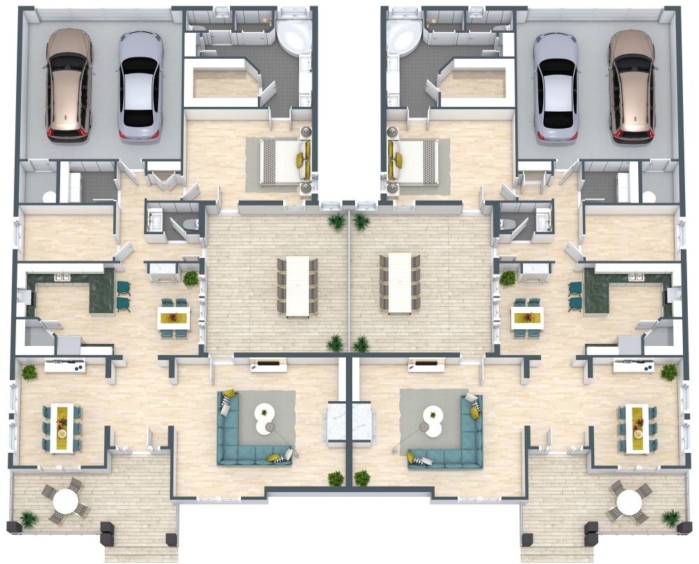 Multi-Family Home 3D Floor Plans 