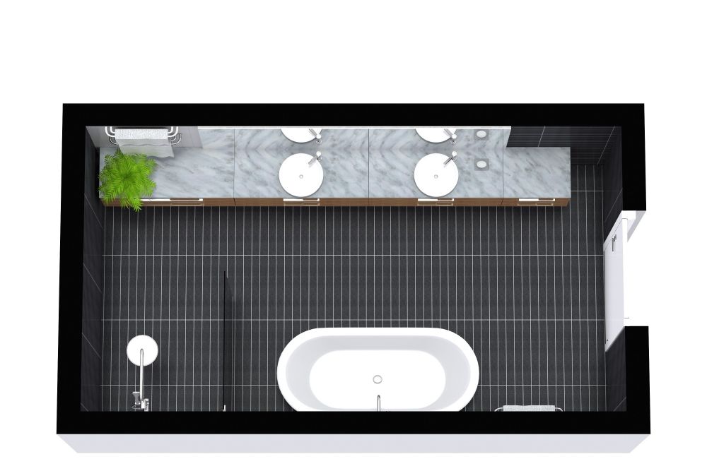 Rectangular Bathroom 3D Floor Plan