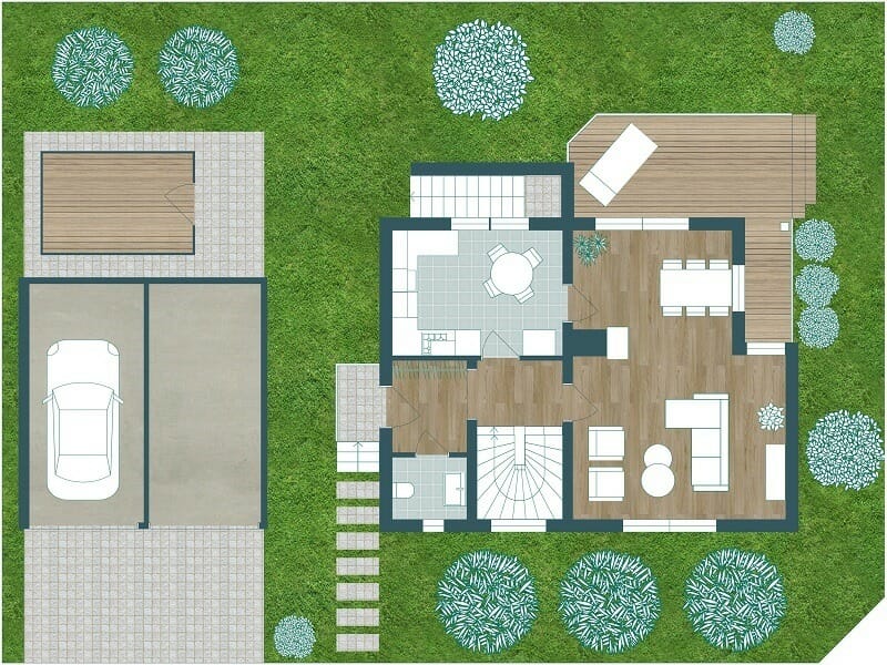 RoomSketcher 2D Site Plans Blue Wall Top