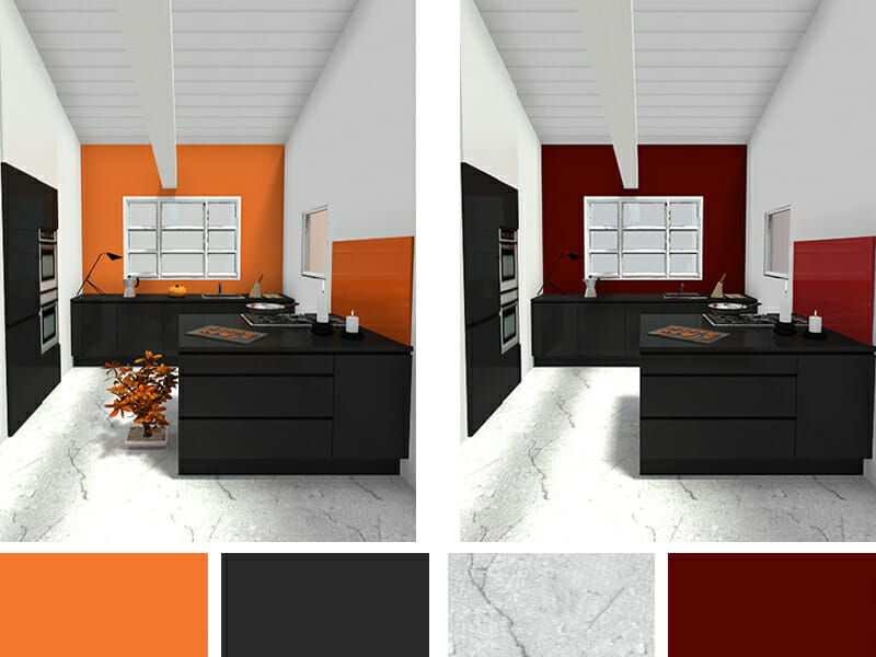 RoomSketcher 3D Photos Kitchen Room Design Paint Color Ideas Orange Marsala