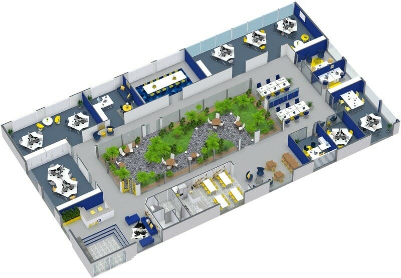 RoomSketcher Commercial Real Estate Floor Plan Office Space 3D Isometric