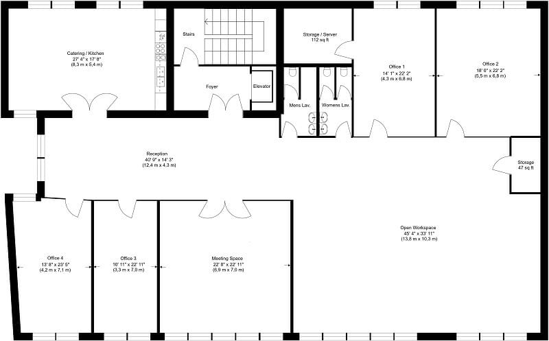 RoomSketcher Commercial Real Estate Floor Plans Black White Floor Plan