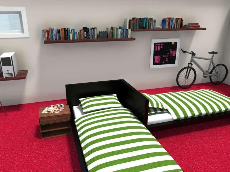 RoomSketcher Dorm Room Furniture Layout Cool Bed Idea