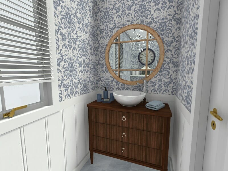 RoomSketcher Eclectic Powder Room Design Idea Castellon Washbasin