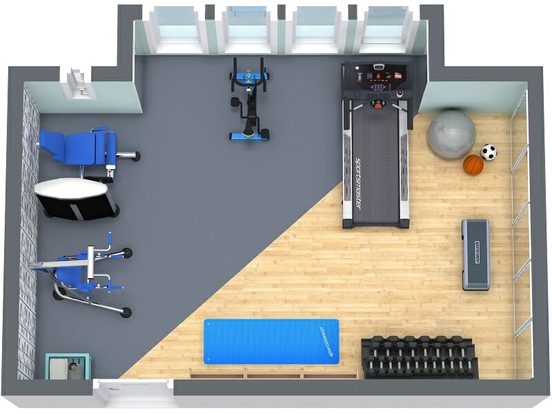 RoomSketcher Home Gym Layout 3D Floor Plan
